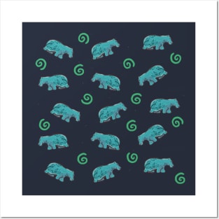 Hippos pattern Posters and Art